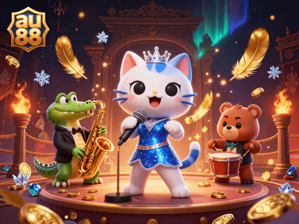 Experience thrilling gaming action at au 88 with vibrant characters and dynamic casino elements.