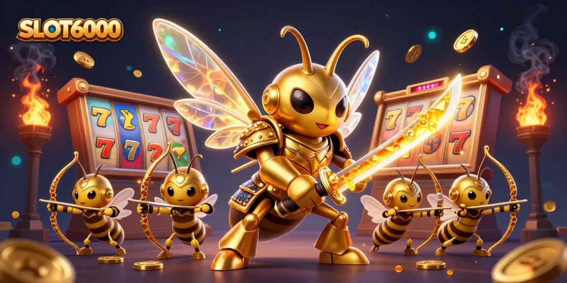 SLOT6000: Experience thrilling slot action with jackpots, golden coins, and vibrant symbols.