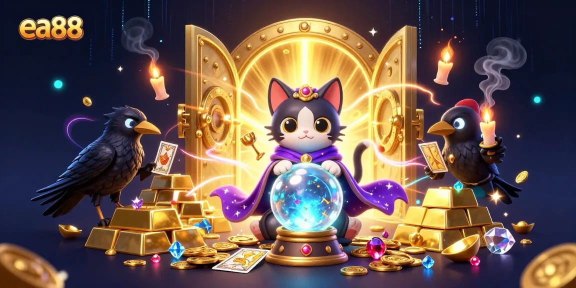 Experience thrilling gameplay at ea88 with mystical elements and shimmering treasures illustrated in stunning detail.