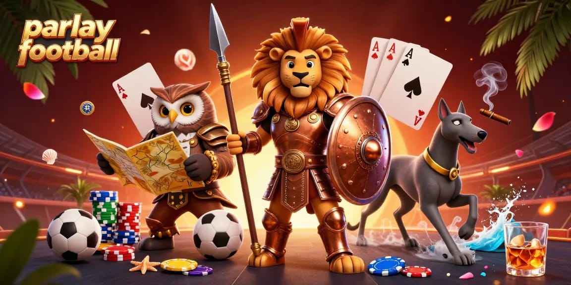 Win at parlay football with dynamic characters and engaging gambling elements in a thrilling 3D scene.