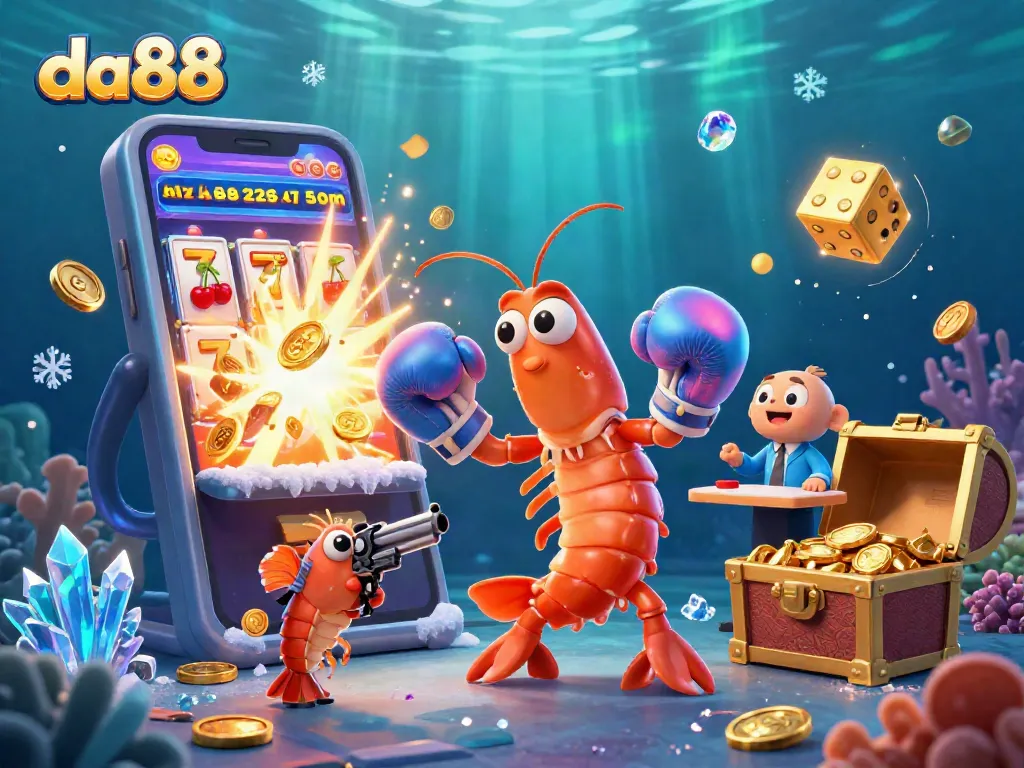 Engage in thrilling gameplay at da88 with a vibrant underwater scene featuring dynamic casino elements.
