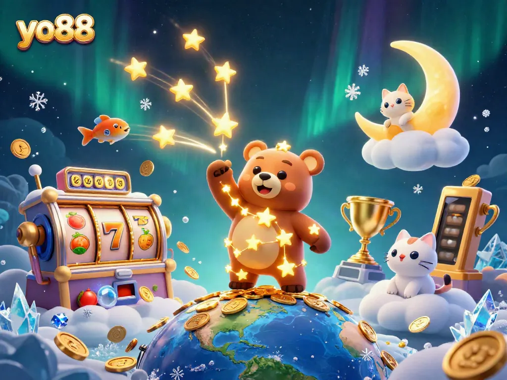 Experience the magic of yo88 with immersive slot gameplay and golden rewards as characters interact.