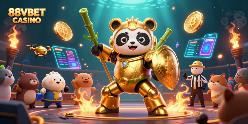 Engage with the excitement of 88VBET CASINO through a vibrant 3D illustration showcasing thrilling gaming action.