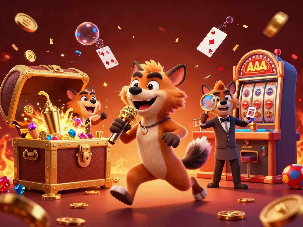 Join the fun at xoso66's vibrant casino with hyenas entertaining and mixing drinks.