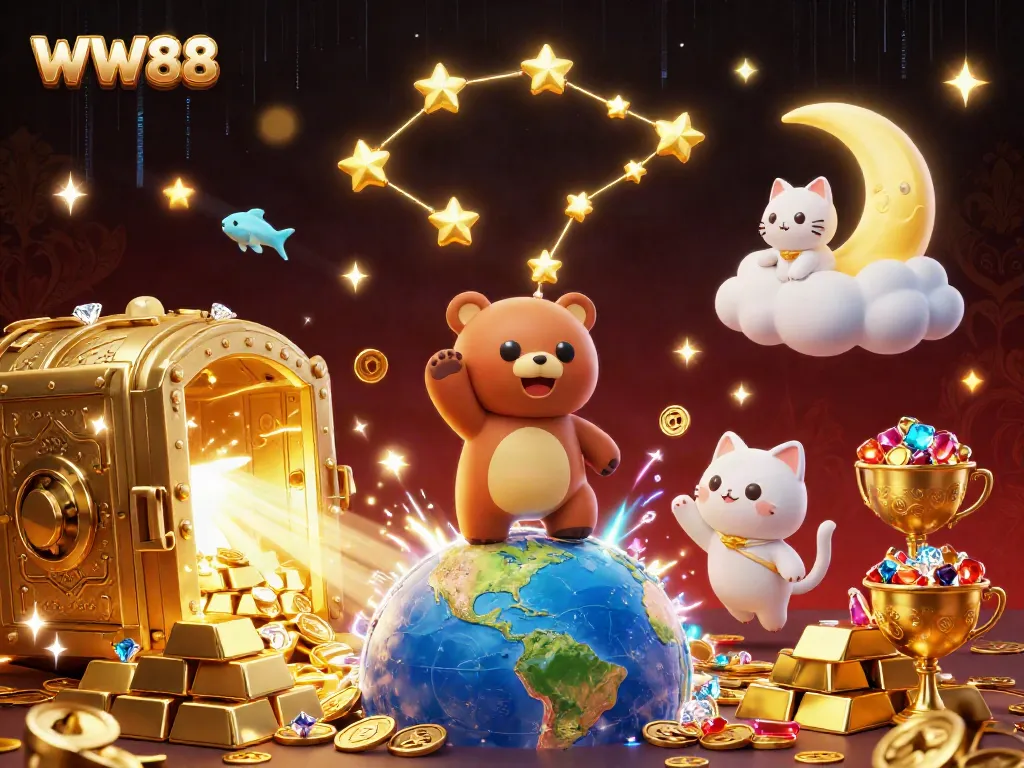 Experience the magical world of WW88 with golden treasures and whimsical characters.