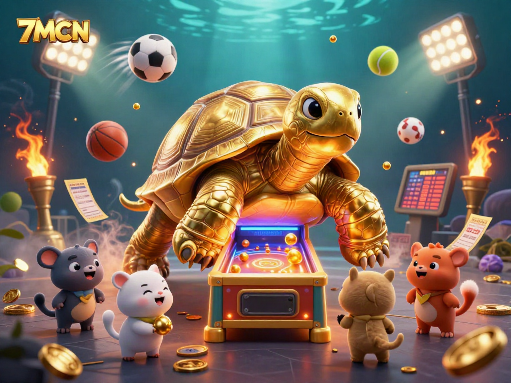 Watch live sports action with 7MCN betting slips and trophies shining brightly.