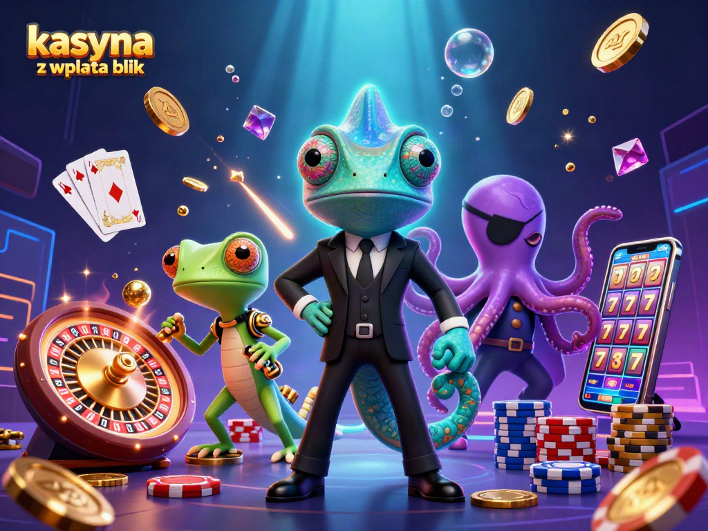 Engage with kasyna z wplata blik through a vibrant 3D scene of gambling excitement.