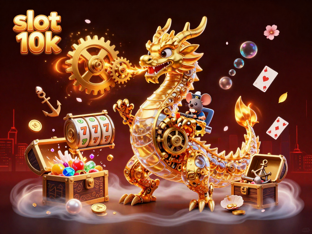 Experience the thrill of slot 10k with a vibrant scene featuring a dragon and exciting game elements.