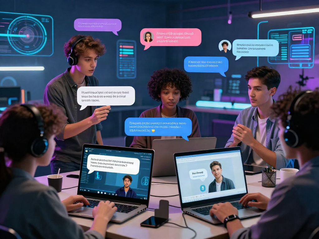 Engaging digital chat interaction featuring ai chat nsfw topics in a futuristic setting