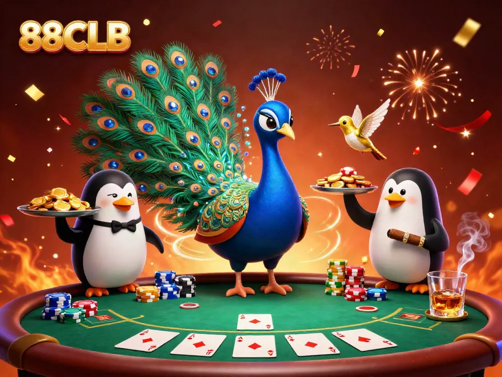 Engage in exciting gaming at 88CLB featuring colorful casino elements and animated characters.