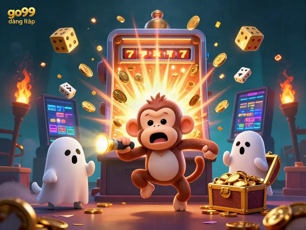 Experience the thrill of go99 đăng nhập in this vibrant casino scene with playful characters and exciting games.