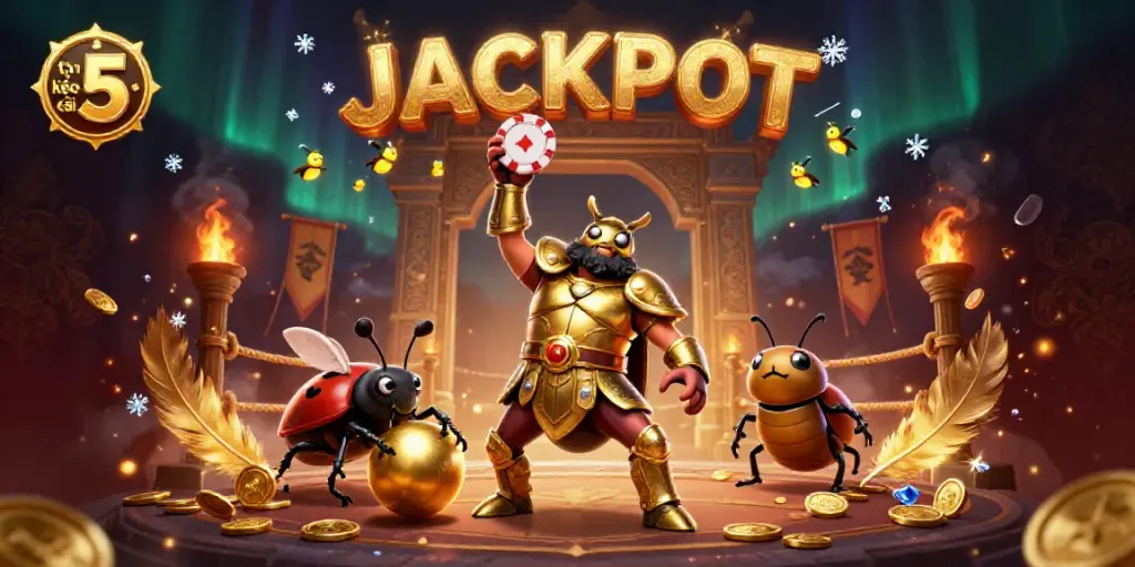 Experience thrilling victories with tỷ lệ kèo nhà cái 5 in this vibrant gambling illustration, showcasing exciting elements.