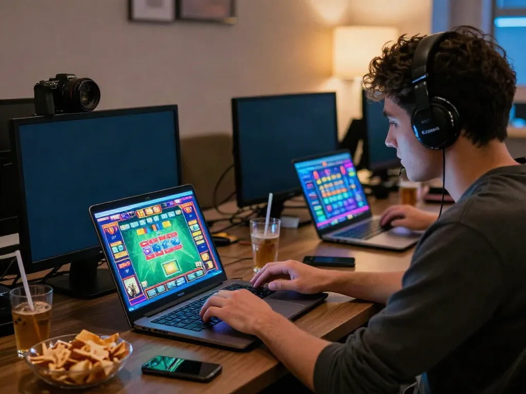 Immersive online gambling experience at 1da88.it.com with player engaged in casino game.