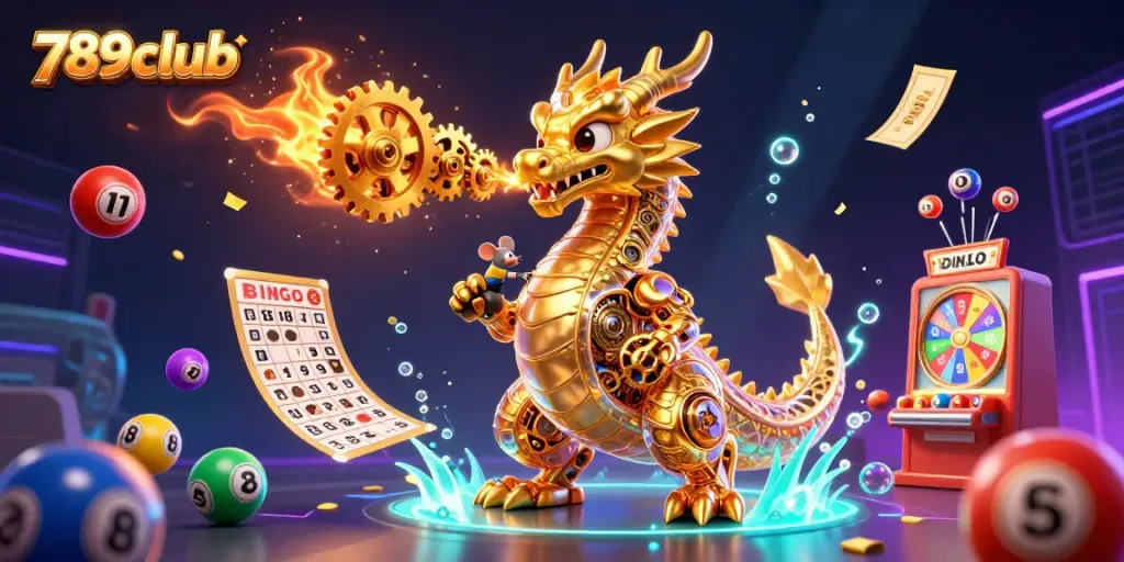 Engage with 789club's exciting gameplay featuring a dragon and vibrant casino elements.