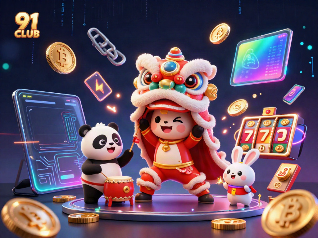 Experience thrilling gaming moments at 91 CLUB with dynamic characters and vibrant casino elements.
