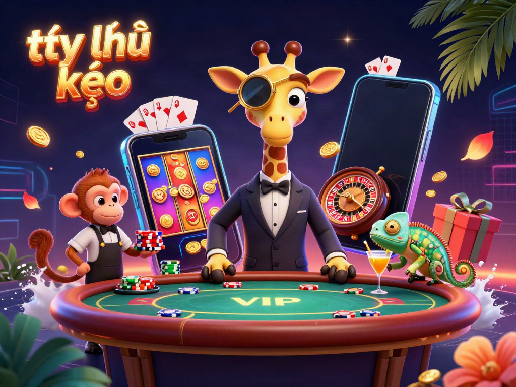 Experience vibrant tỷ lệ kèo action through a lively casino scene with animated characters and games.