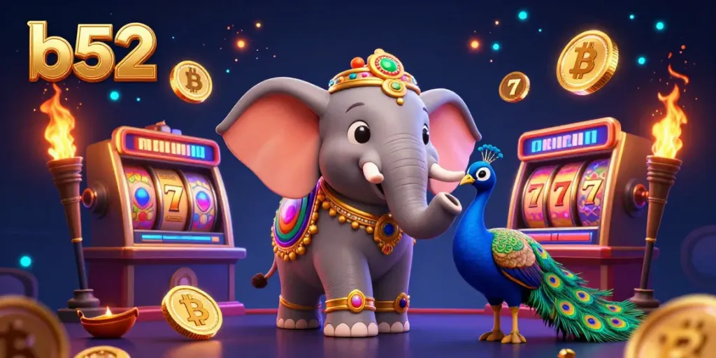 Experience thrilling gaming action at B52 casino with vibrant characters and dynamic elements.