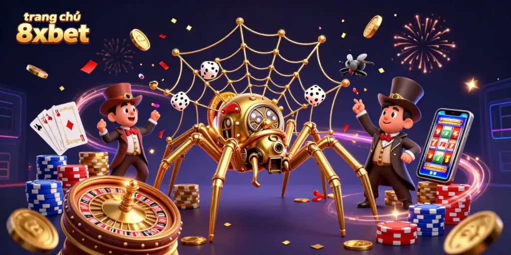 Experience the charm of trang chủ 8xbet with an engaging 3D casino scene full of excitement.