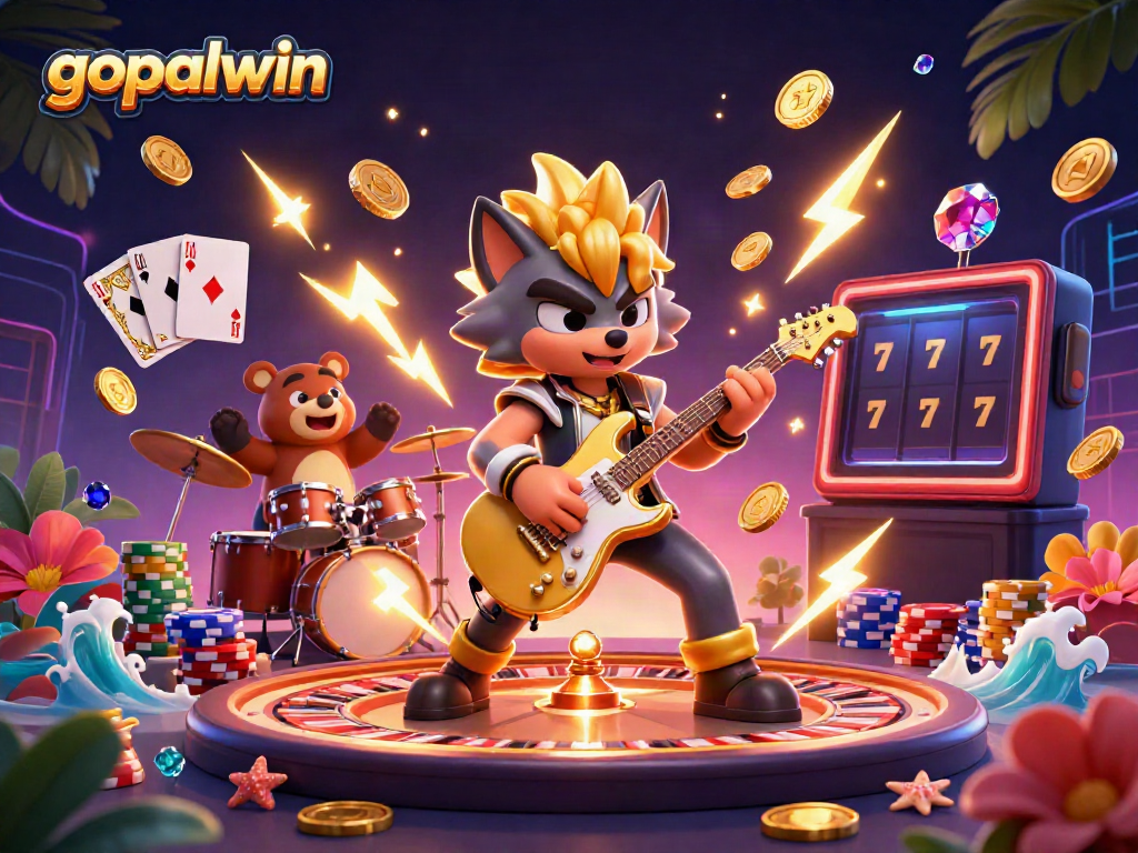 Experience thrilling moments with gopalwin as a rock star wolf and a drummer bear energize your gaming adventures.