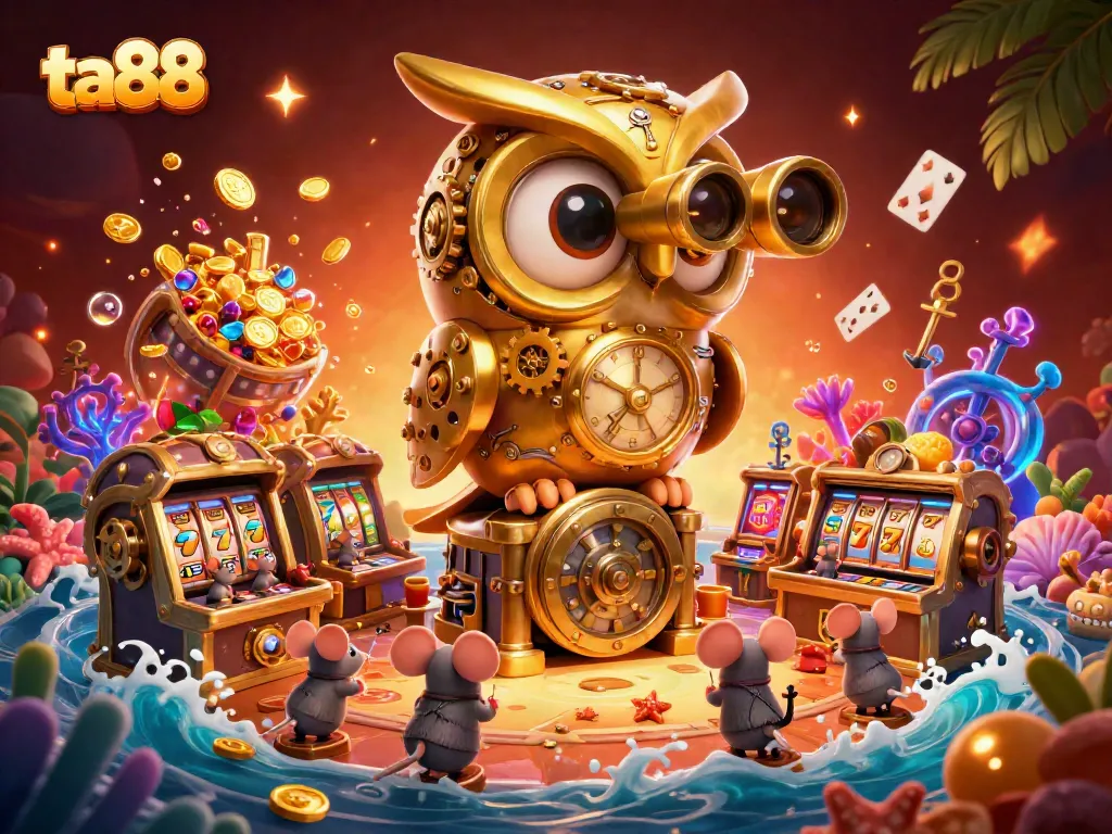 Engage with the vibrant casino scene of ta88 featuring whimsical characters and dynamic slot elements.