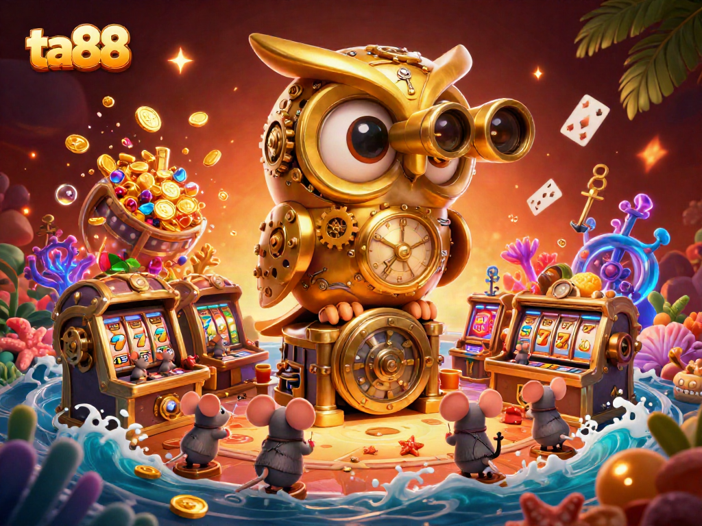 Engage with the vibrant casino scene of ta88 featuring whimsical characters and dynamic slot elements.