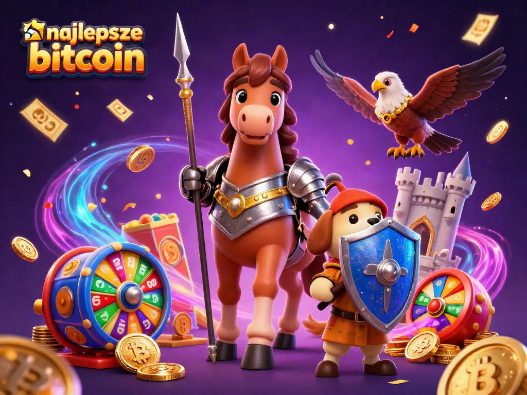 Engage in the najlepsze kasyno bitcoin experience with a dynamic 3D scene of knights, coins, and celebration.