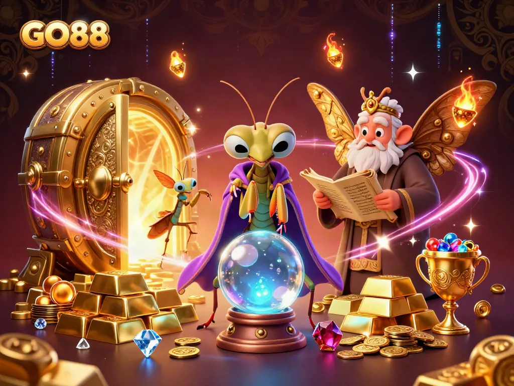 Engage with GO88's thrilling casino experience through this captivating 3D illustration.