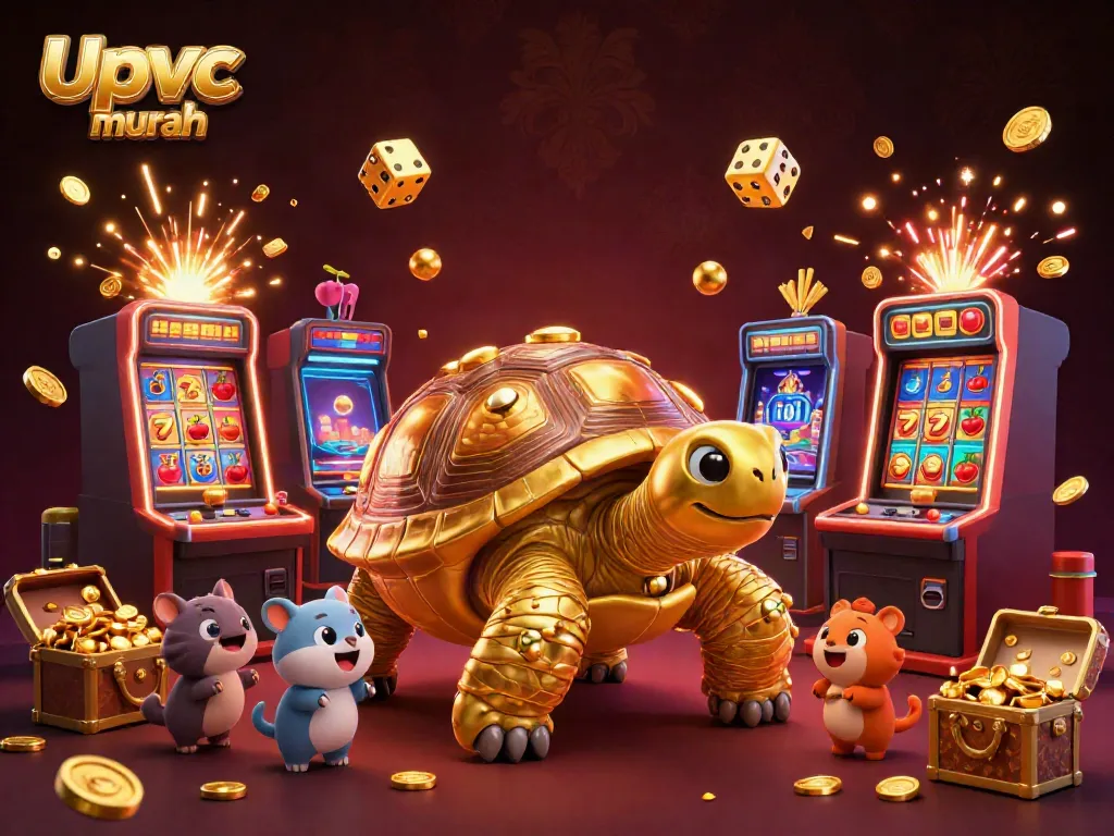 Spin the reels with Upvc murah amidst vibrant casino-themed action and golden jackpot excitement.