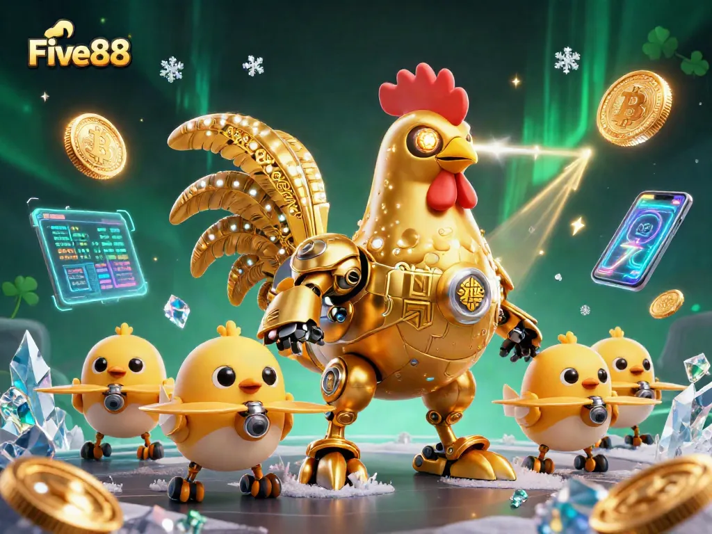 Engage with Five88's gaming space filled with golden coins and dynamic crypto elements.