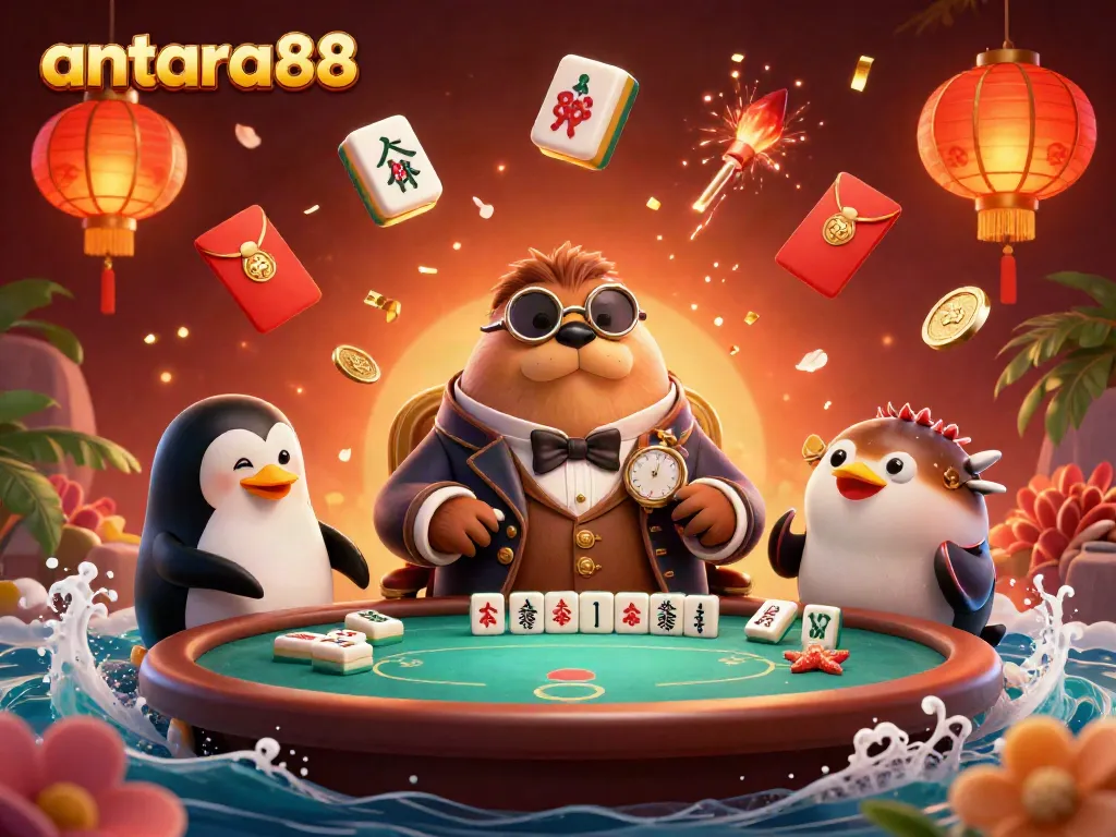 Experience the excitement of antara88 with a lively scene of characters playing underwater poker