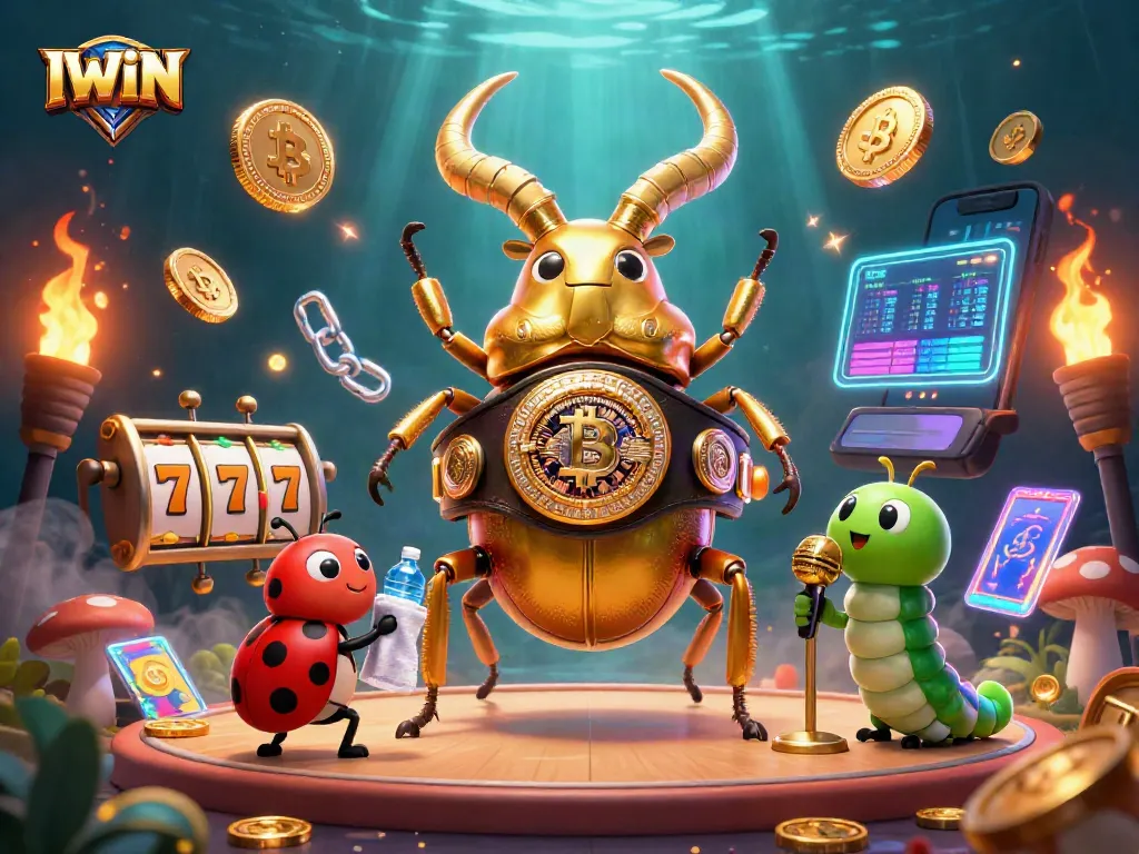 Engage with IWIN's thrilling slots experience featuring vibrant visuals of jackpot symbols and digital currencies