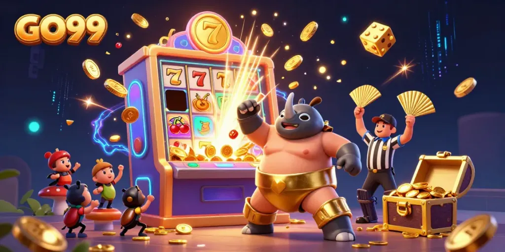 Experience the thrilling GO99 online gaming scene with a dynamic beetle sumo champ and jackpot excitement.