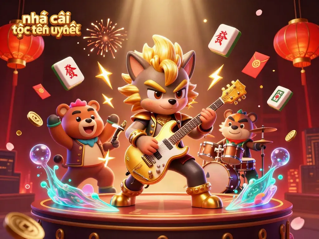 Experience the vibrant energy of nhà cái trực tuyến uy tín with dynamic characters and casino elements.