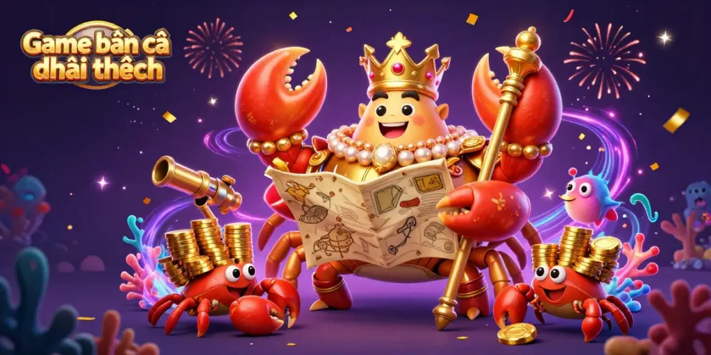 Compete in the Game bắn cá đổi thưởng against the vibrant underwater backdrop and colorful characters.