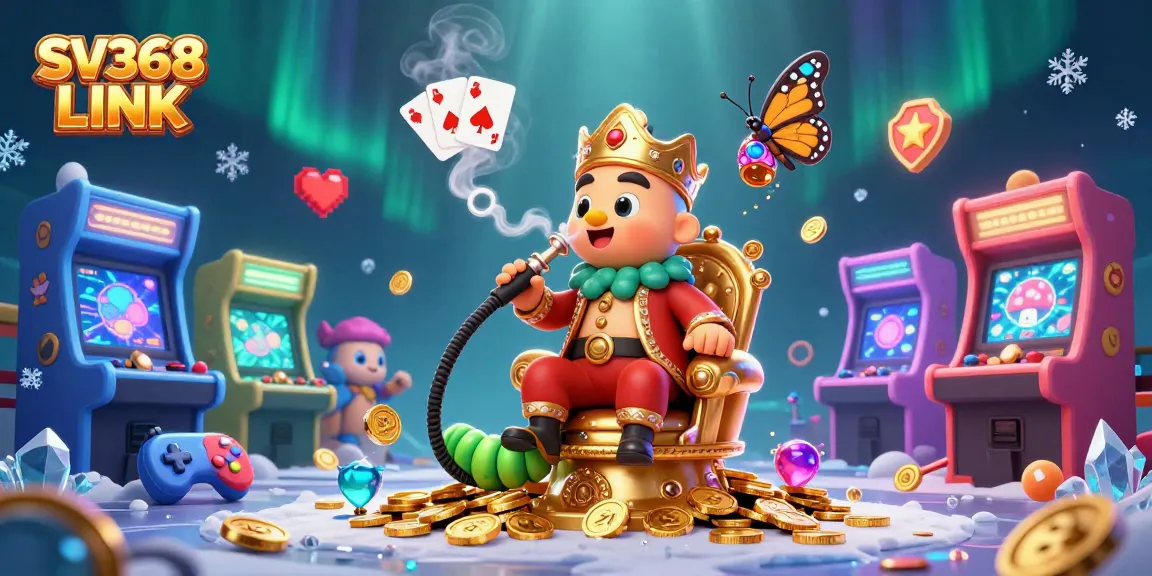 Experience the excitement of SV368 LINK with a vibrant 3D scene filled with casino-inspired elements.