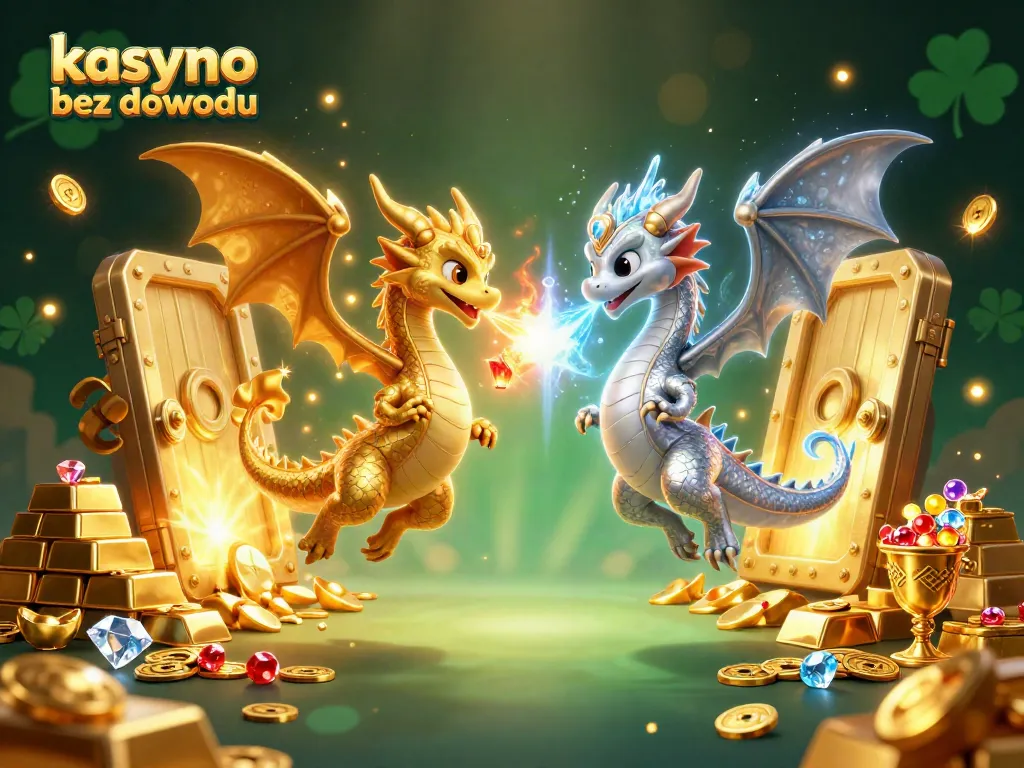 Experience the thrill at kasyno bez dowodu with twin dragons and treasure in action.