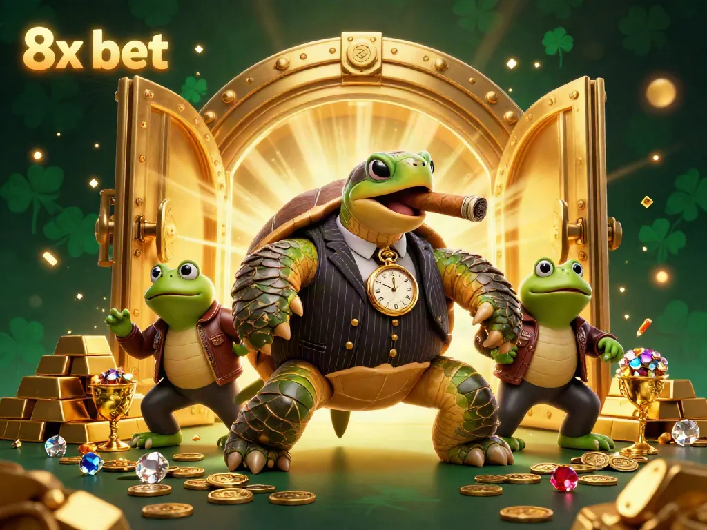 Engage with the thrilling 8x bet experience in a vibrant casino scene with characters and treasure.