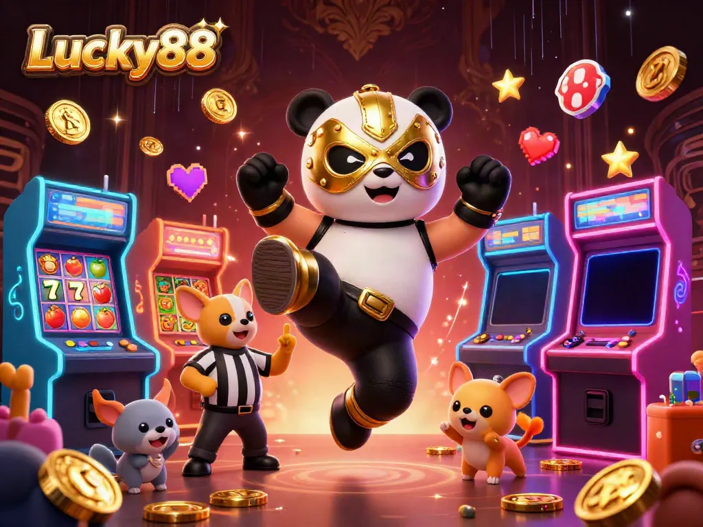 Experience the excitement of Lucky88 with vibrant 3D characters and casino elements in action.