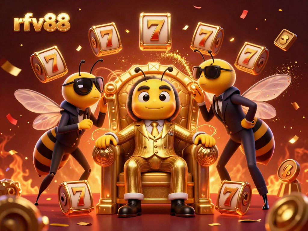 Experience thrilling gameplay with rfv88 in a vibrant casino scene featuring a bumblebee mob boss and dynamic slot elements.