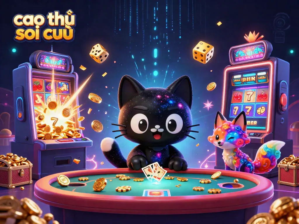 Engage with the exciting world of cao thủ soi cầu through this vibrant cosmic casino scene.