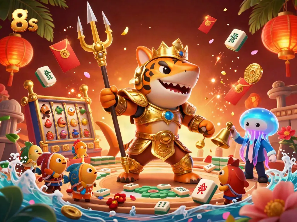 Experience thrilling action with 8s in a vibrant underwater casino scene featuring dynamic gambling elements.
