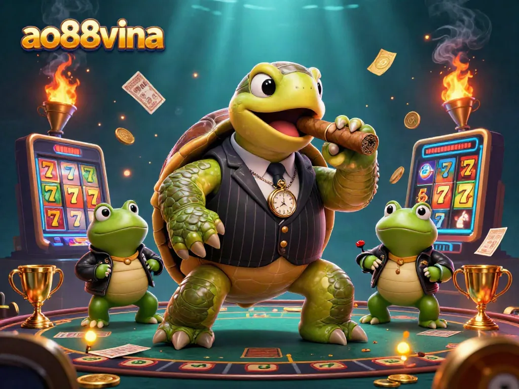 Experience thrilling online gaming at ao88vina with a vibrant casino scene featuring lively characters and rich details.