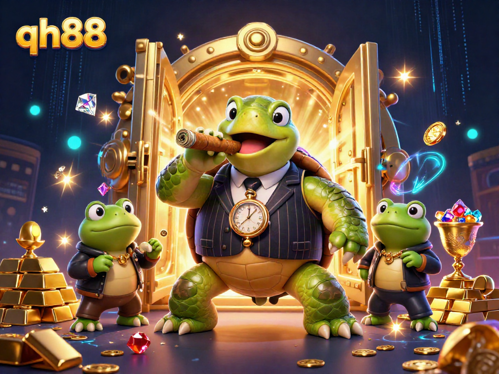 Experience thrilling action with the qh88 snapping turtle mobster and frog enforcers in a vibrant casino.