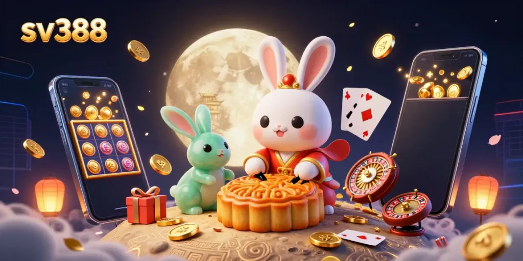 Engage in thrilling gaming with sv388, featuring traditional folklore characters and casino dynamics among lush details.
