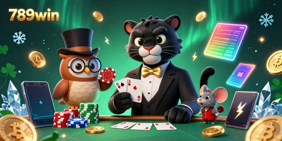 Experience the thrill of 789win with an elegant black panther dealer, crypto elements, and a vibrant casino scene.