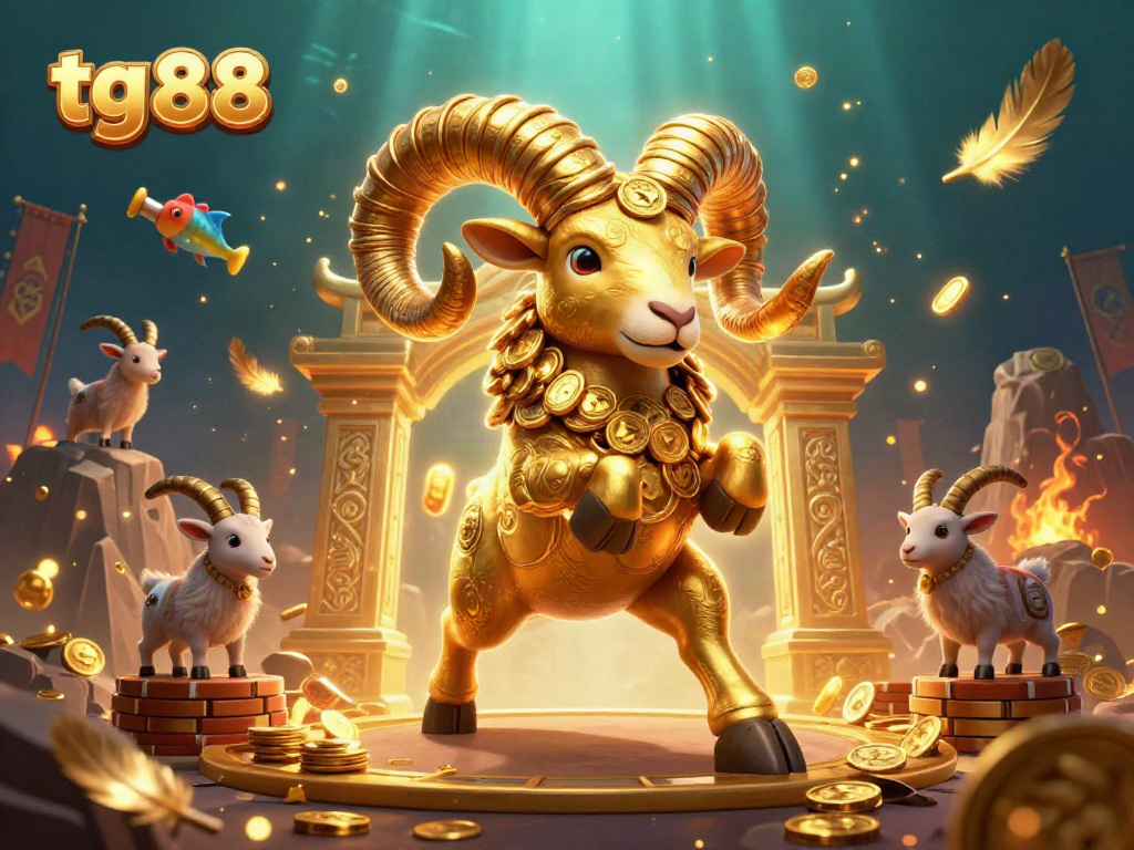 Immerse in tg 88 with a dynamic scene of a golden ram and sea creatures in a fish shooting game.